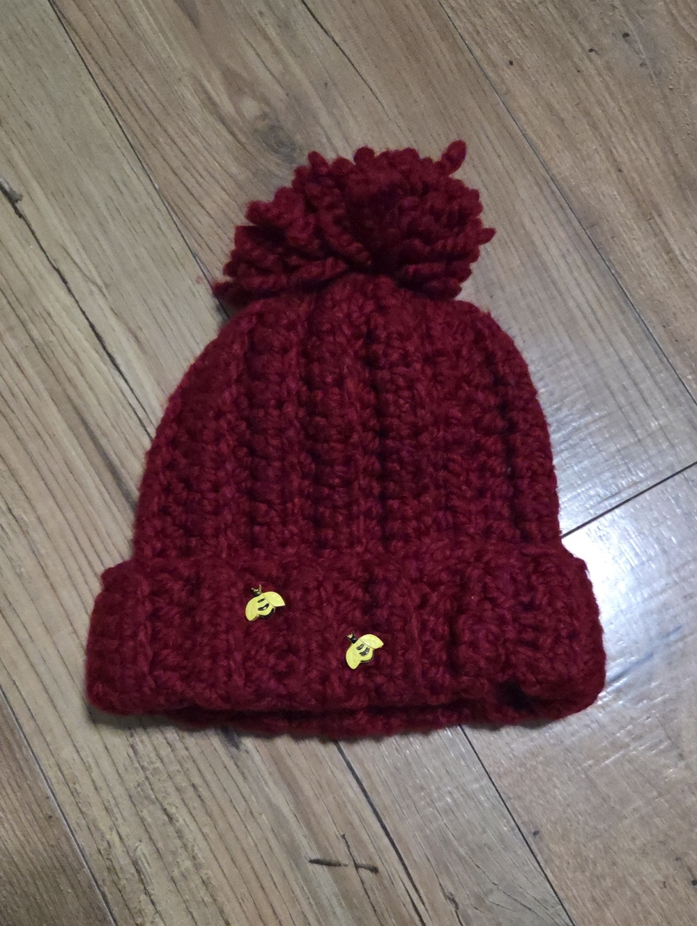 Handmade | Red Pom Pom Beanie Hat